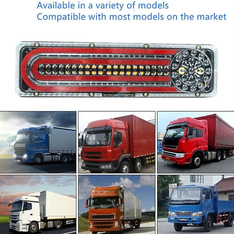 2Pcs 24V LED Dynamic Car Truck Tail Light Turn Signal Rear Indicator Brake Lights for Lorry Trailer