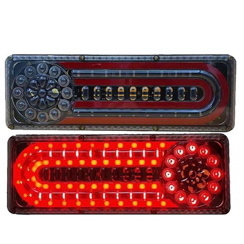 2Pcs 24V LED Dynamic Car Truck Tail Light Turn Signal Rear Indicator Brake Lights for Lorry Trailer