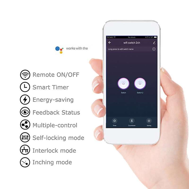 2Pcs 2CH Tuya APP Wifi Wireless DIY Smart Switch Module Smart Home Garage Universal Remote Relay for