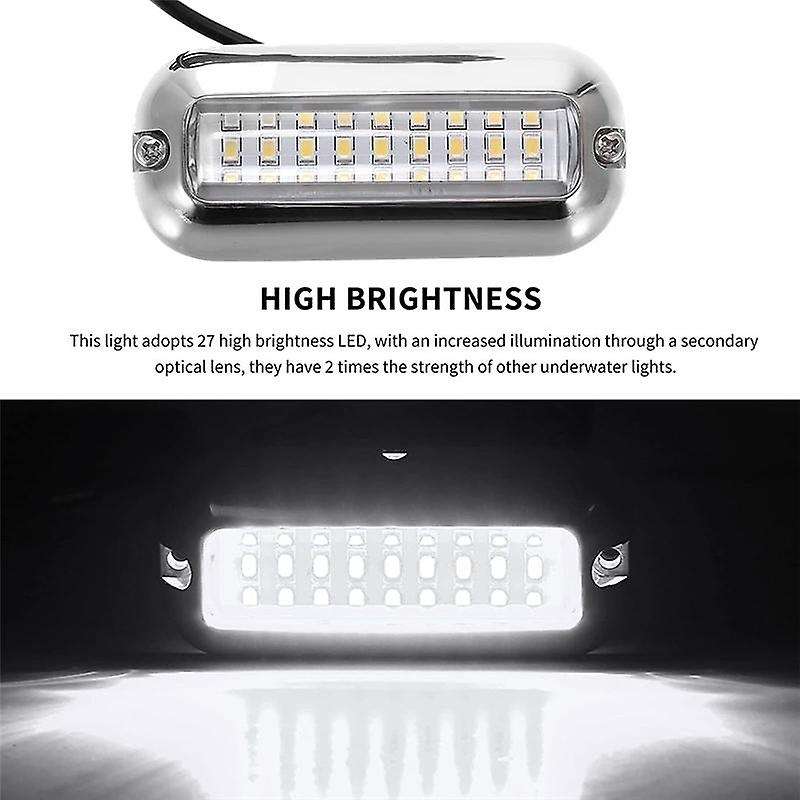 2Pcs 27 LED Stainless Steel Boat Transom Light Underwater Pontoon Marine Ship Light Waterproof Marin