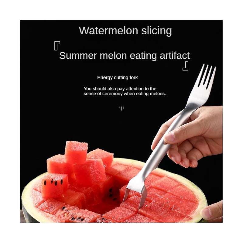2pcs 2-in-1 Watermelon Fork Slicer, Watermelon Slicer Cutter Summer,dual Head Stainless Steel Fruit