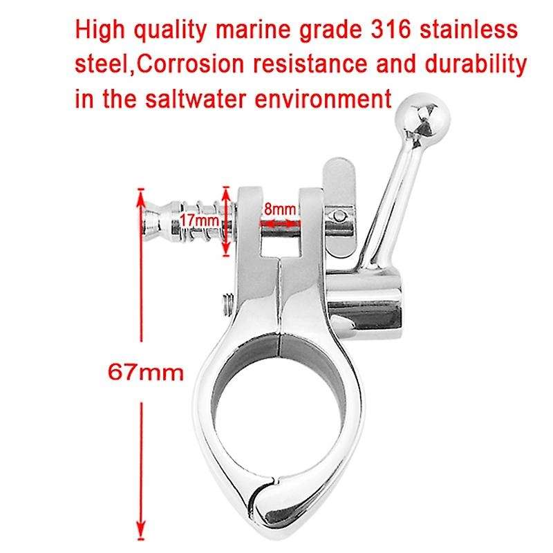 2PCS 316 Jaw-Like Slide Awning Clamp with Quick Release Pin Top Hinged Slide Fitting Hardware Marine