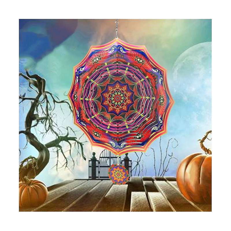 2pcs 3d Wind Spinner Kinetic Metal Art Hanging Wind Spinner Outdoor Decoration Halloween Gift for Ha