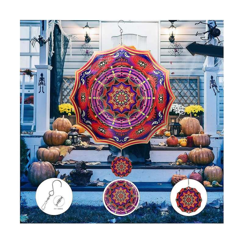 2pcs 3d Wind Spinner Kinetic Metal Art Hanging Wind Spinner Outdoor Decoration Halloween Gift for Ha