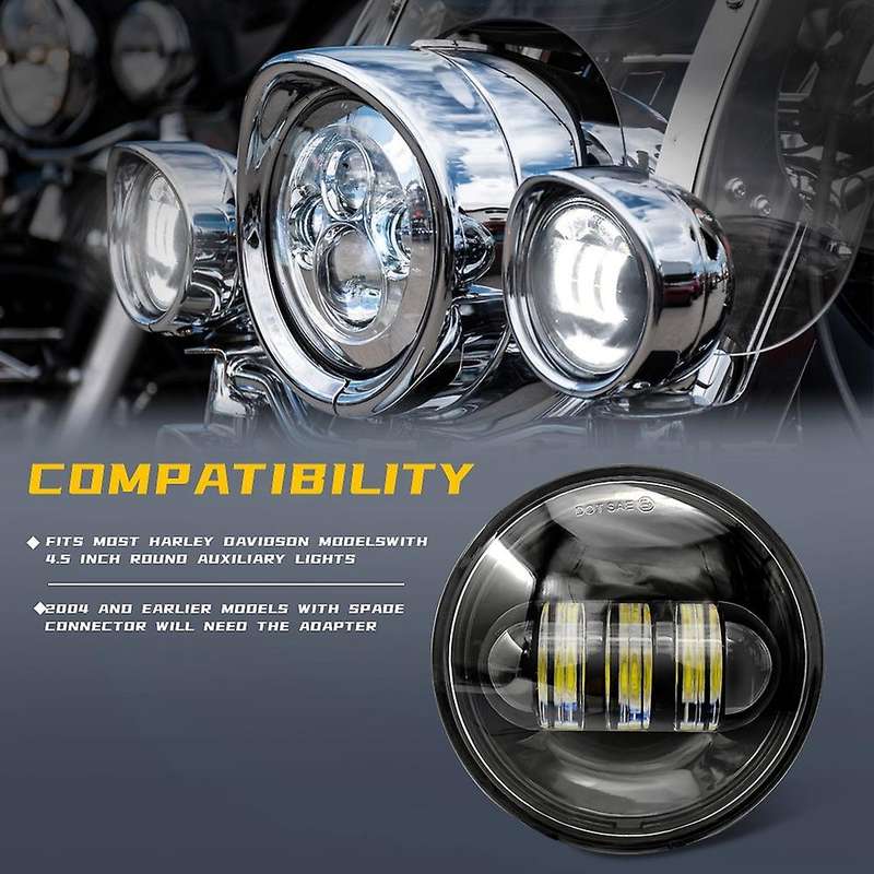 2PCS 4.5inch 1/2 Inch 30W Motorcycle White LED 6000K Fog Passing Auxiliary Light for Classic FLHR Ro