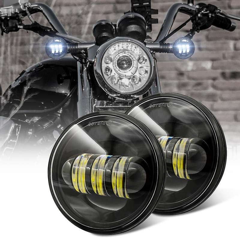2PCS 4.5inch 1/2 Inch 30W Motorcycle White LED 6000K Fog Passing Auxiliary Light for Classic FLHR Ro
