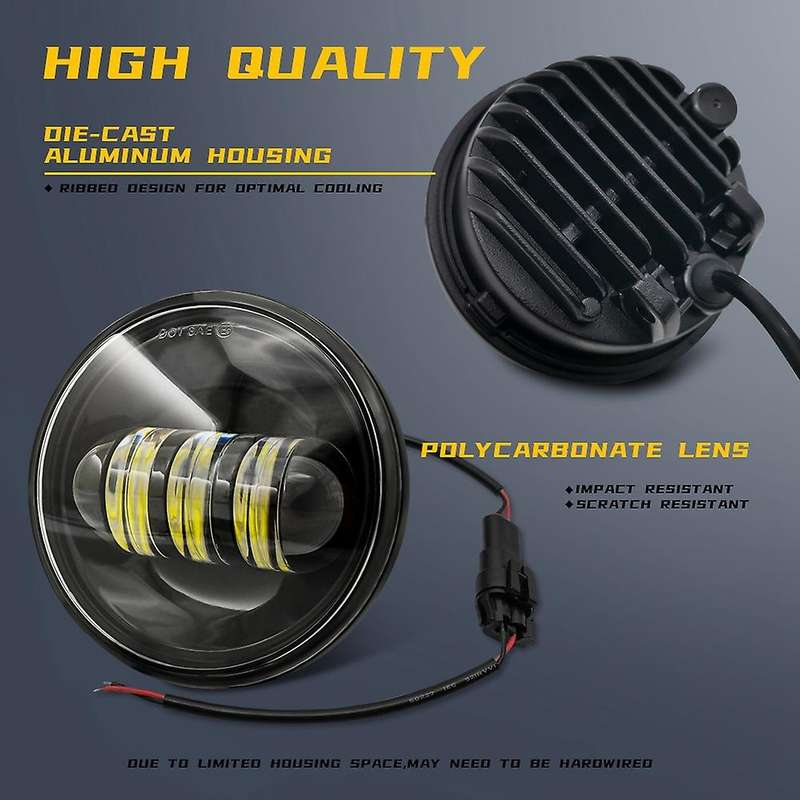 2PCS 4.5inch 1/2 Inch 30W Motorcycle White LED 6000K Fog Passing Auxiliary Light for Classic FLHR Ro