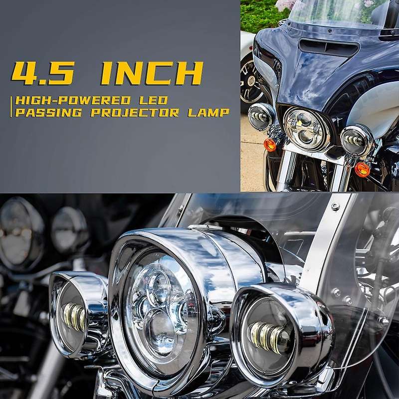 2PCS 4.5inch 1/2 Inch 30W Motorcycle White LED 6000K Fog Passing Auxiliary Light for Classic FLHR Ro