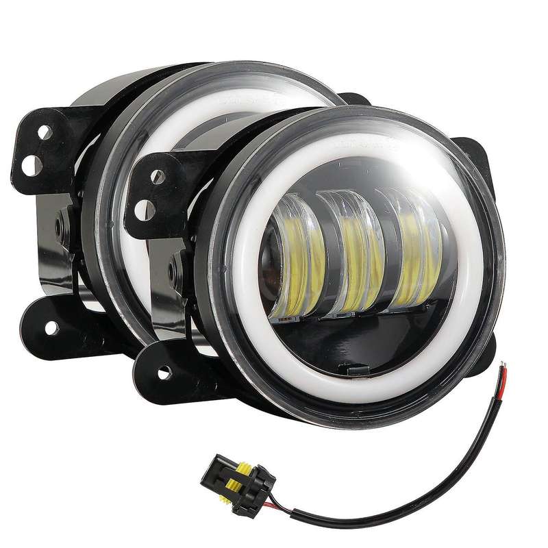 2PCS 4 Inch 30W Round LED Passing Fog Lights LED Driving Lamp with Turn Signal for