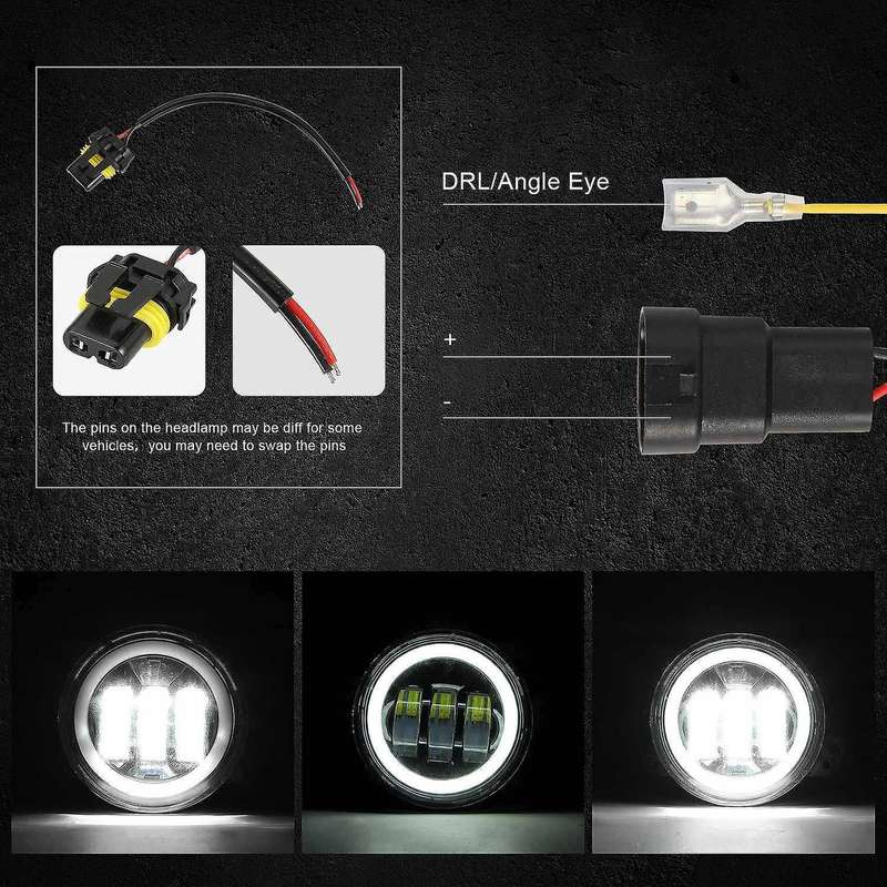 2PCS 4 Inch 30W Round LED Passing Fog Lights LED Driving Lamp with Turn Signal for