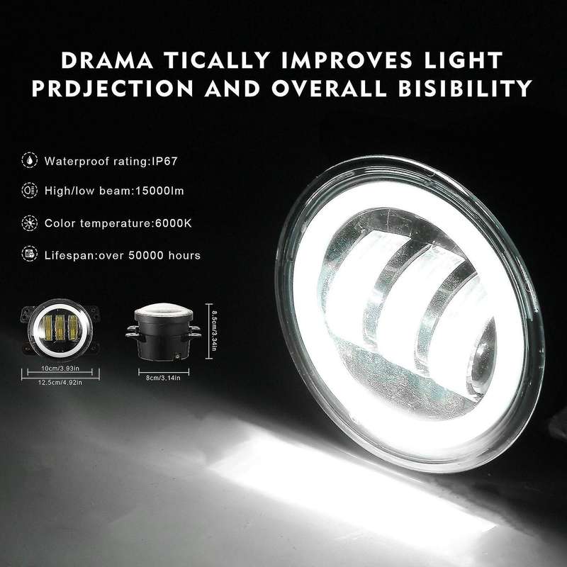 2PCS 4 Inch 30W Round LED Passing Fog Lights LED Driving Lamp with Turn Signal for