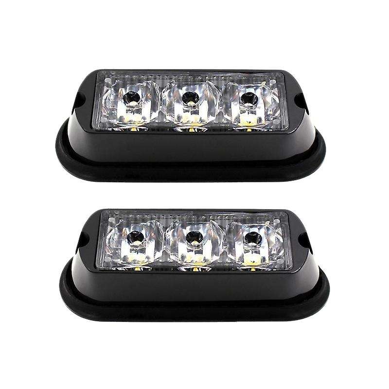 2Pcs 3-Led Strobe Light Yellow Waterproof Emergency Flash Turn Signal Side Warning Light for Suv Pic