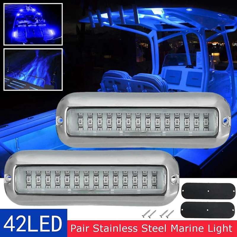 2PCS 42 LED Underwater Fishing Light 12V Boat Transom Night Light Water Landscape Lighting for Marin