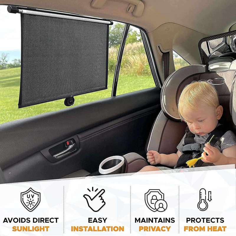2pcs 40x45cm Protection Car Retractable Car Shade Side Sunproof Car Cover Sunshade Window Cover Cur