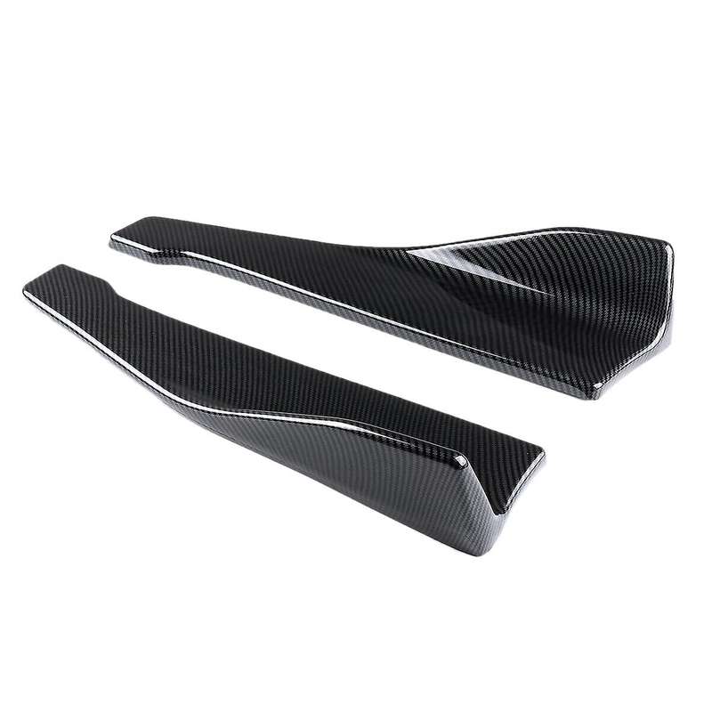 2Pcs 48cm Carbon Fiber ABS Rear Bumper Protector Diffuser Lip Splitter Apron Spoiler Side Skirt Univ