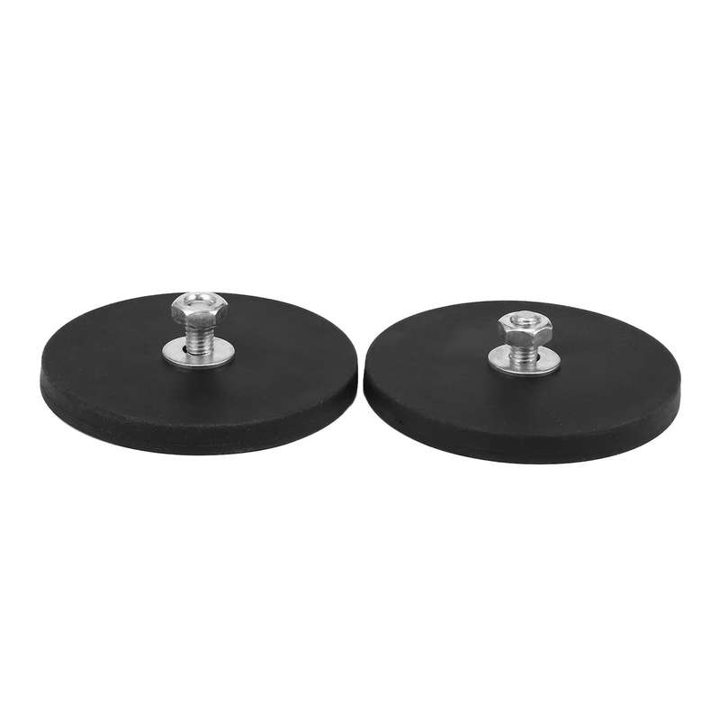 2pcs 45kg Powerful Neodymium Magnet Disc Rubber Costed D88x8mm M8 Thread Surface Protecting Led Lig
