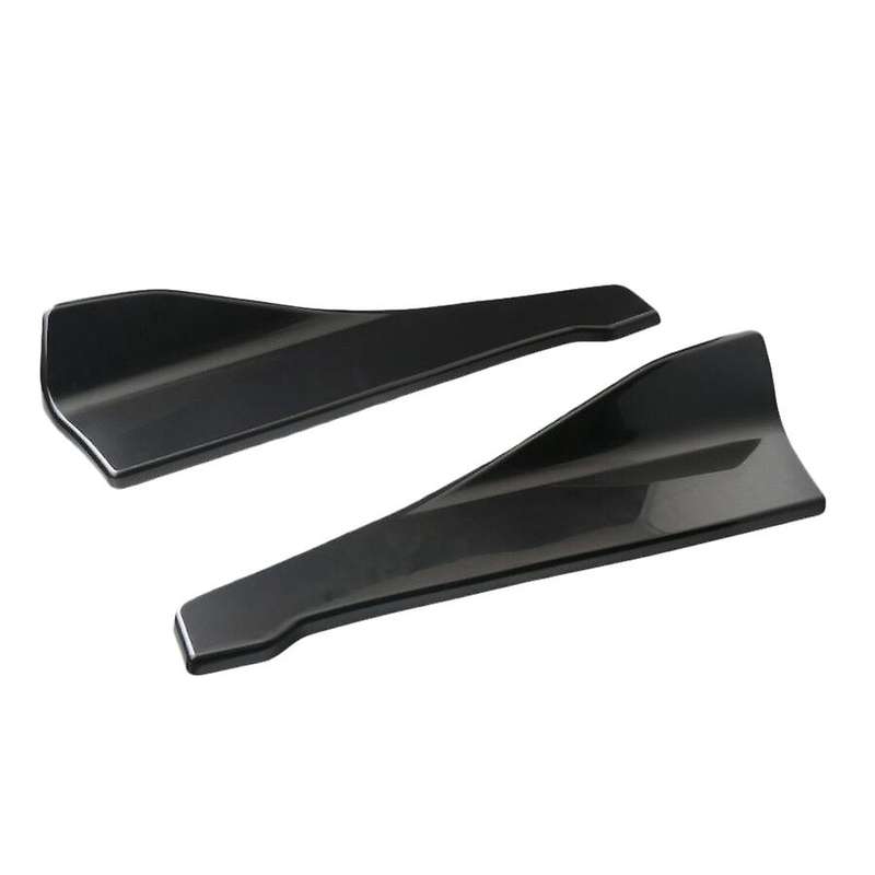 2Pcs 48cm Glossy Black ABS Rear Bumper Protector Diffuser Lip Splitter Apron Spoiler Side Skirt Univ