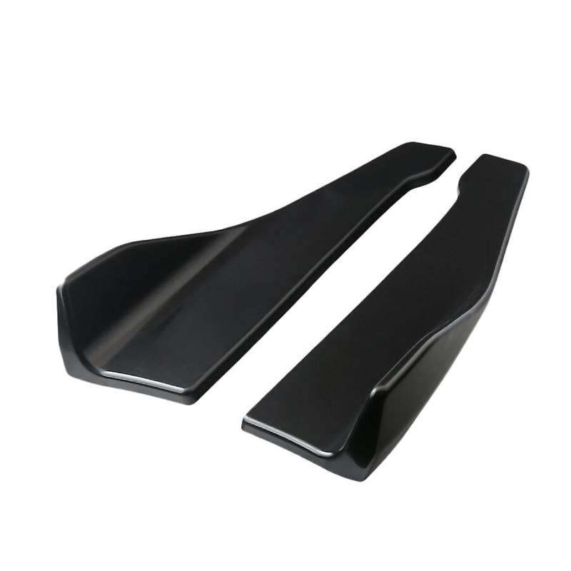 2Pcs 48cm Glossy Black ABS Rear Bumper Protector Diffuser Lip Splitter Apron Spoiler Side Skirt Univ