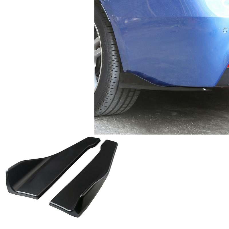 2Pcs 48cm Glossy Black ABS Rear Bumper Protector Diffuser Lip Splitter Apron Spoiler Side Skirt Univ