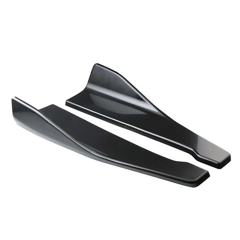 2Pcs 48cm Glossy Black ABS Rear Bumper Protector Diffuser Lip Splitter Apron Spoiler Side Skirt Univ