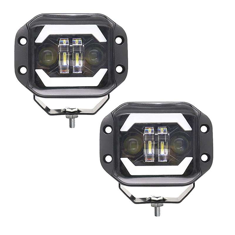 2pcs 5 Inch Car Led Work Lights Angel Eyes Square Spotlights Front Bumper Mesh Fog Lights for Wrangl