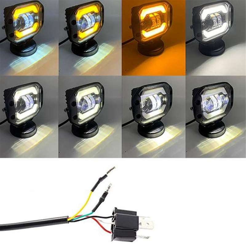 2pcs 5 Inch Car Led Work Lights Angel Eyes Square Spotlights Front Bumper Mesh Fog Lights for Wrangl