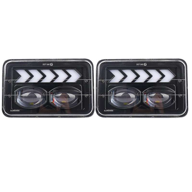2PCS 4X6 Inch LED Headlight head light lamp Angel Eye with Turn Singal Light, 40W 8250LM Working Hea