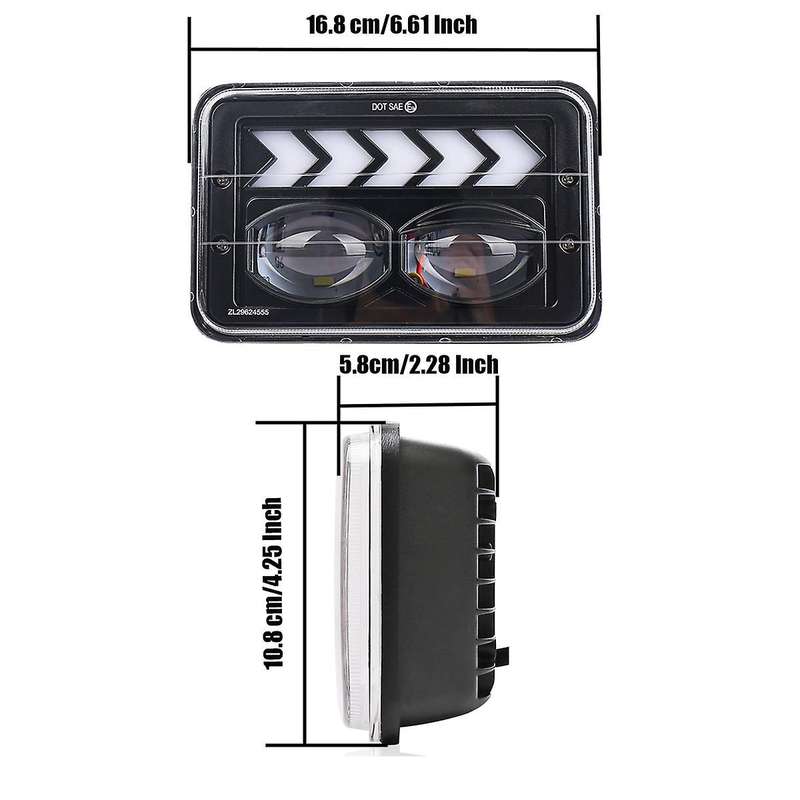 2PCS 4X6 Inch LED Headlight head light lamp Angel Eye with Turn Singal Light, 40W 8250LM Working Hea