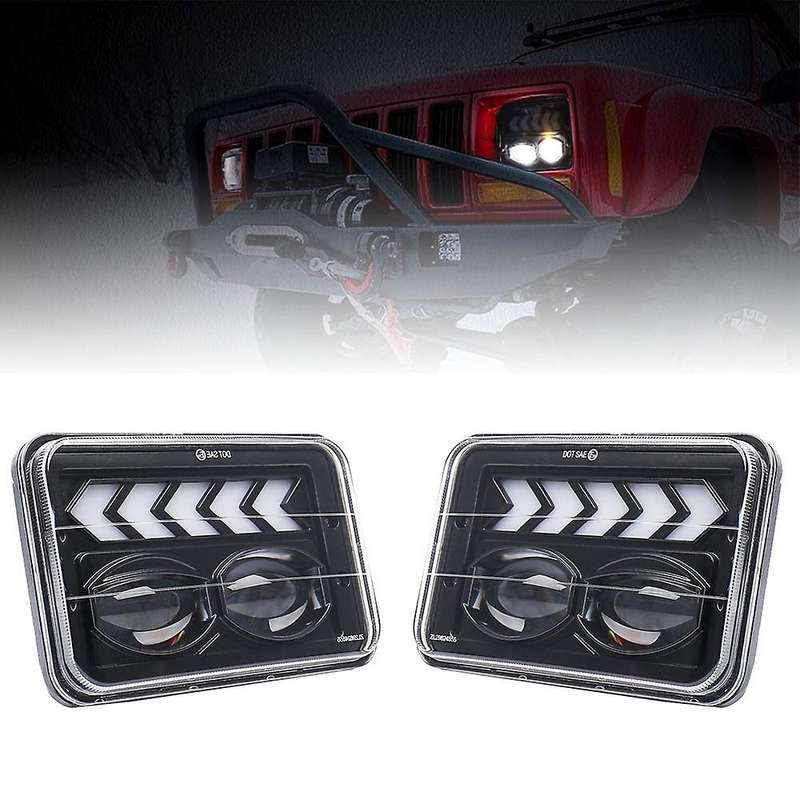 2PCS 4X6 Inch LED Headlight head light lamp Angel Eye with Turn Singal Light, 40W 8250LM Working Hea