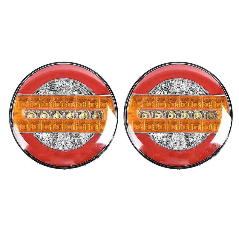 2Pcs 4Inch LED Trailer 24V Truck Tail Light Brake Light Warning Lights Car DRL Flow Turn Signal Lamp