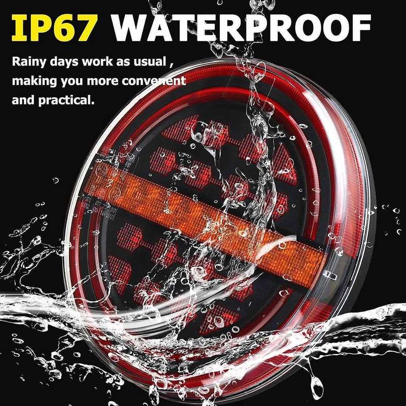 2Pcs 5.3 Inch Round LED Truck Trailer Light Rear Light Brake DRL Flow Turn Signal Lamp Car Ships Van