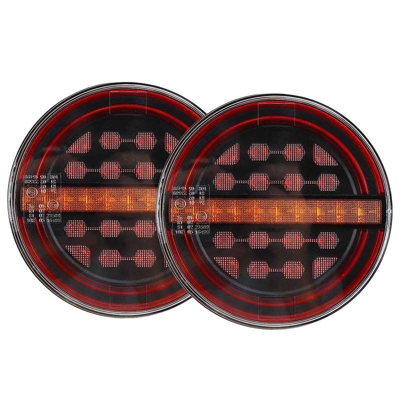 2Pcs 5.3 Inch Round LED Truck Trailer Light Rear Light Brake DRL Flow Turn Signal Lamp Car Ships Van