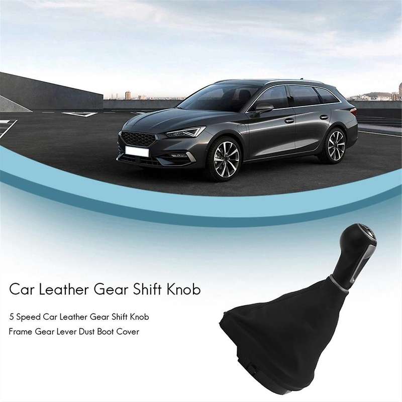 2pcs 5 Speed Car Leather Gear Shift Knob Frame Gear Lever Dust Boot Cover for Seat Ii/toledo Iii Xl