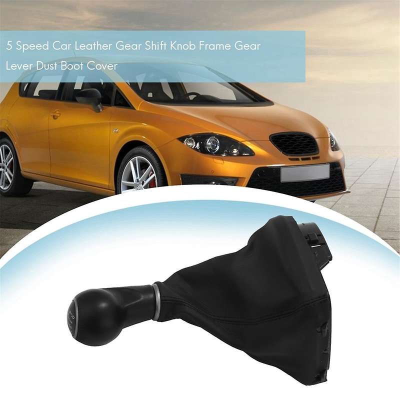 2pcs 5 Speed Car Leather Gear Shift Knob Frame Gear Lever Dust Boot Cover for Seat Ii/toledo Iii Xl
