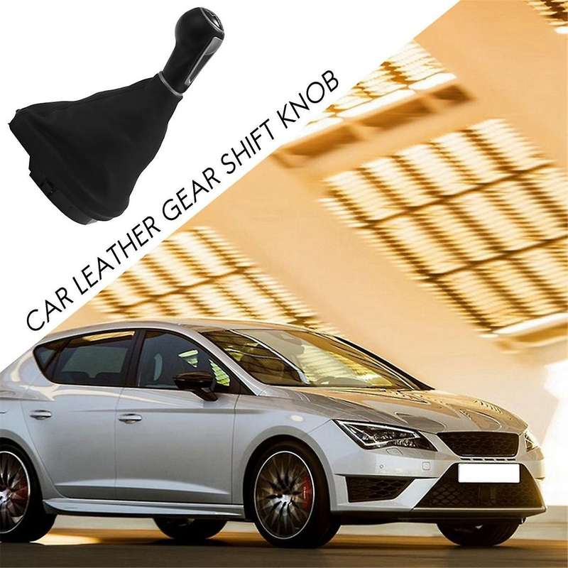 2pcs 5 Speed Car Leather Gear Shift Knob Frame Gear Lever Dust Boot Cover for Seat Ii/toledo Iii Xl