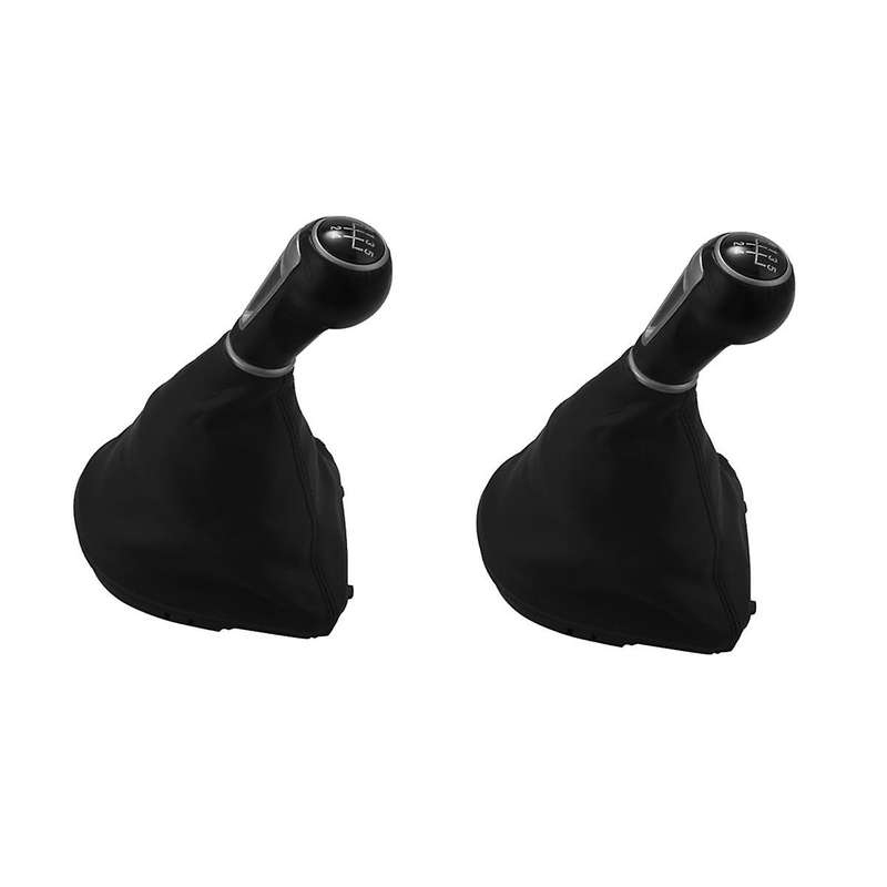 2pcs 5 Speed Car Leather Gear Shift Knob Frame Gear Lever Dust Boot Cover for Seat Ii/toledo Iii Xl