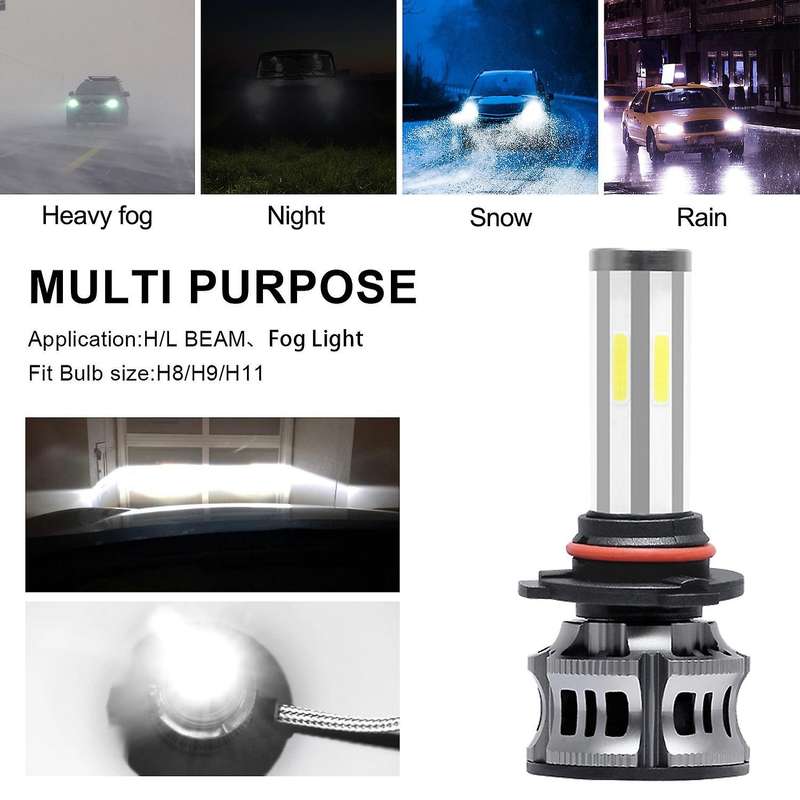 2PCS 6 Sides LED Headlight Kit 9005 High Low Beam DOB LED Bulb Car Lighting 3000K 6000K 8000K Three