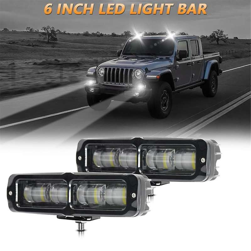 2PCS 6 Inch LED Light Bar, 80W Fog Light Off Road Lights Work Light Bar for Truck SUV ATV Boat Motor