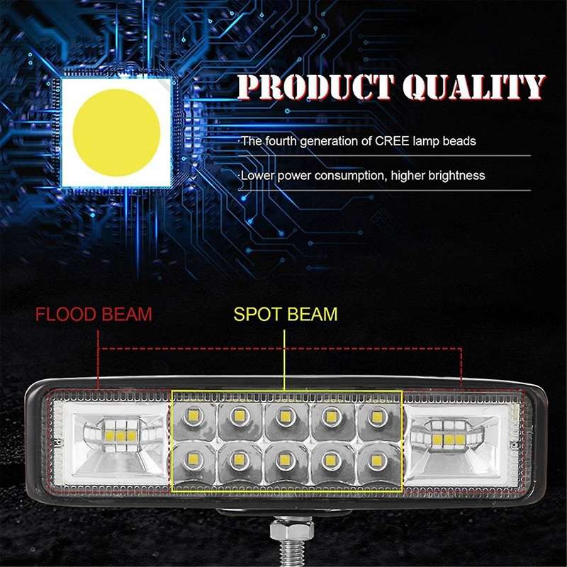 2pcs 6 Inch 120w Flood Spot Led Work Light Bar Waterproof Warning Light for Driving Offroad Car Trac