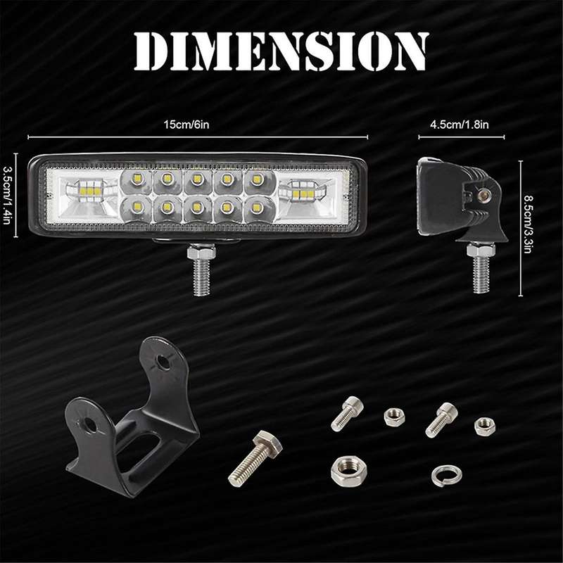 2pcs 6 Inch 120w Flood Spot Led Work Light Bar Waterproof Warning Light for Driving Offroad Car Trac