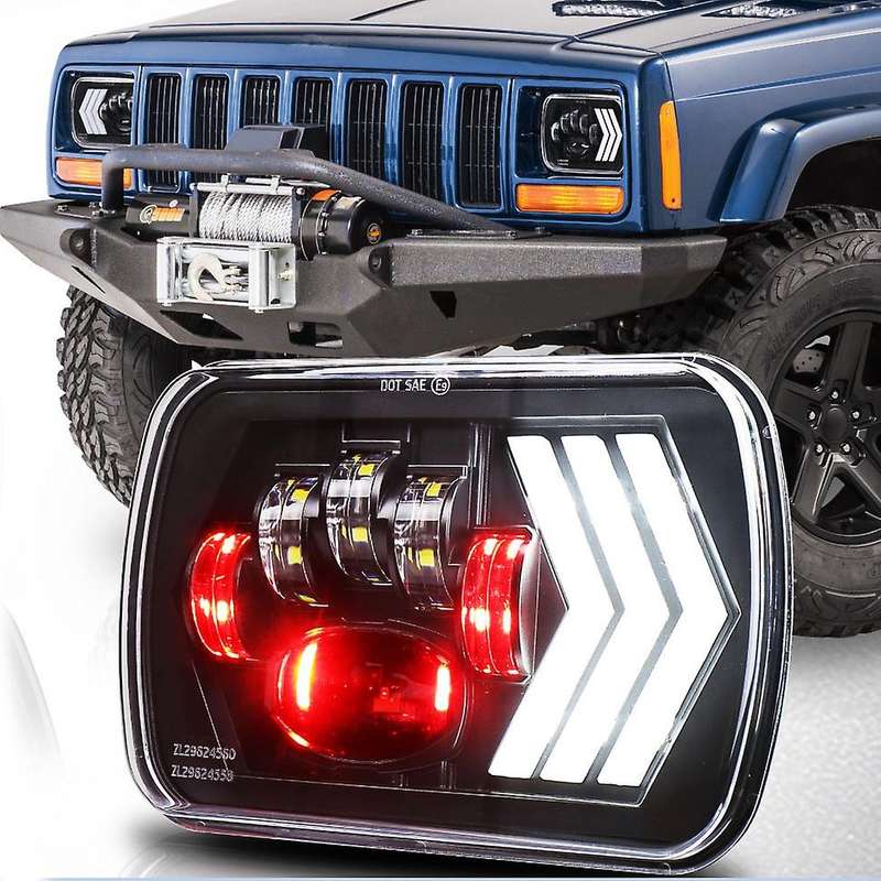 2Pcs 5X7 Inch LED Headlight Angel Eye,55W 4800Lm H4 Wiring Harness Headlight for S10 Express Van for