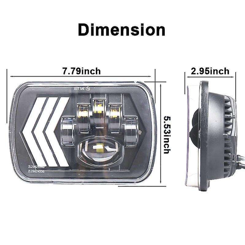 2Pcs 5X7 Inch LED Headlight Angel Eye,55W 4800Lm H4 Wiring Harness Headlight for S10 Express Van for