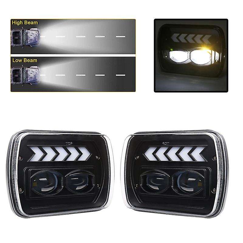 2PCS 5X7 Inch LED Headlight Head Light Lamp Angel Eye with Turn Singal Light, 40W 8250LM Working Hea