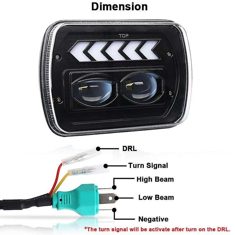2PCS 5X7 Inch LED Headlight Head Light Lamp Angel Eye with Turn Singal Light, 40W 8250LM Working Hea