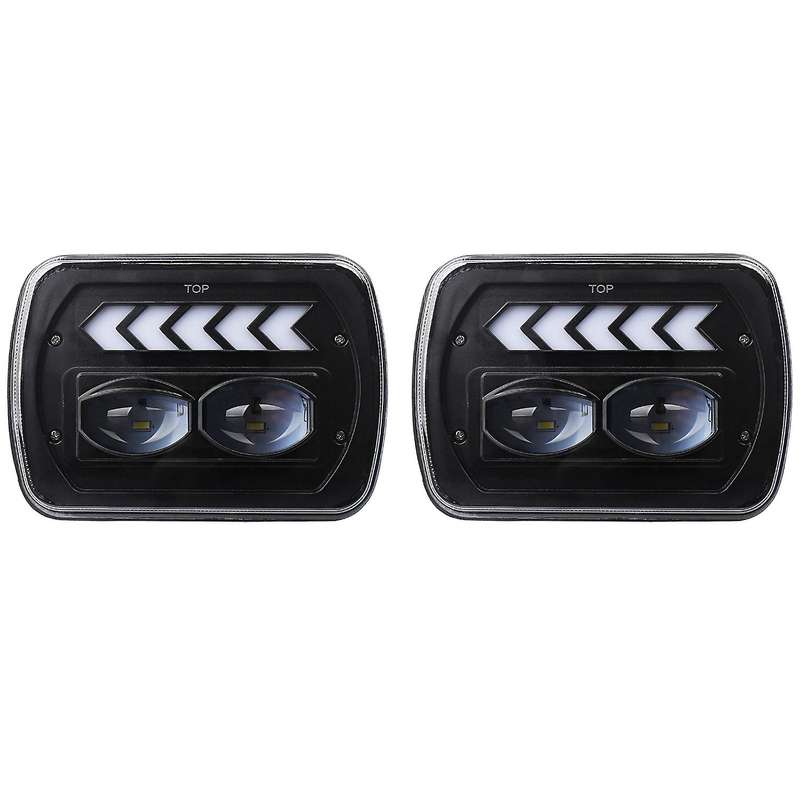 2PCS 5X7 Inch LED Headlight Head Light Lamp Angel Eye with Turn Singal Light, 40W 8250LM Working Hea