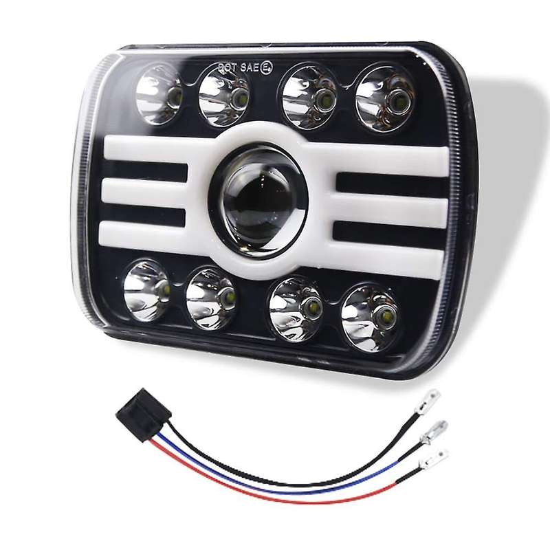 2PCS 5X7 7X6 Inch LED Headlight Angel Eye with 8 Lens, 500W 30000LM Working Headlight for