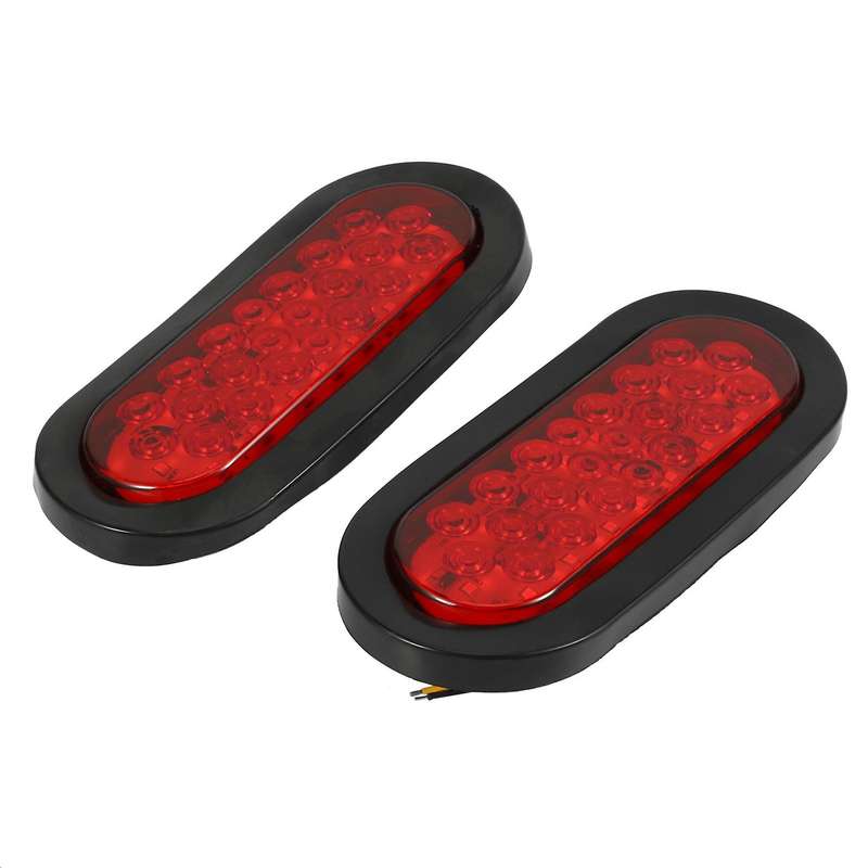 2Pcs 6 Inch Oval Red 22 LED Truck Taillight Transparent Reversing Tail Light for Truck Trailer Warni