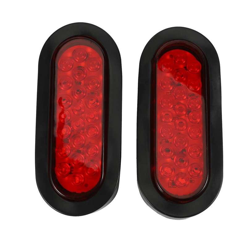 2Pcs 6 Inch Oval Red 22 LED Truck Taillight Transparent Reversing Tail Light for Truck Trailer Warni