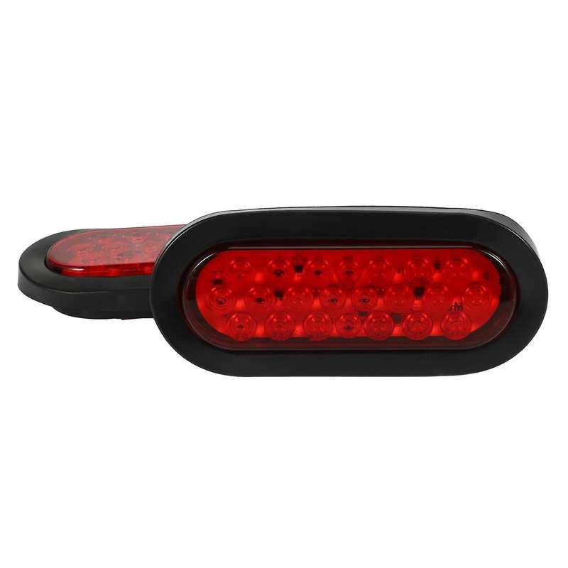 2Pcs 6 Inch Oval Red 22 LED Truck Taillight Transparent Reversing Tail Light for Truck Trailer Warni