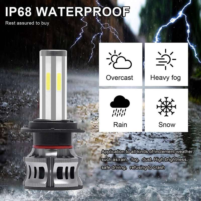 2PCS 6 Sides LED Headlight Kit H7 High Low Beam DOB LED Bulb Car Lighting 3000K 6000K 8000K Three Co